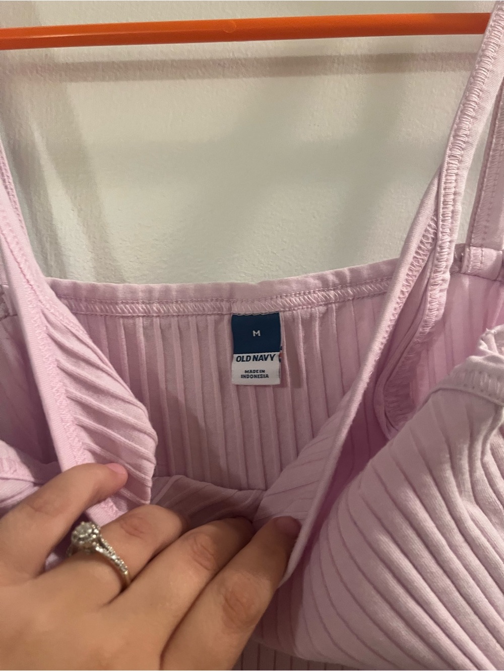 Old Navy Light Pink Ribbed Lettuce-Edge Cami - Picture 2 of 2